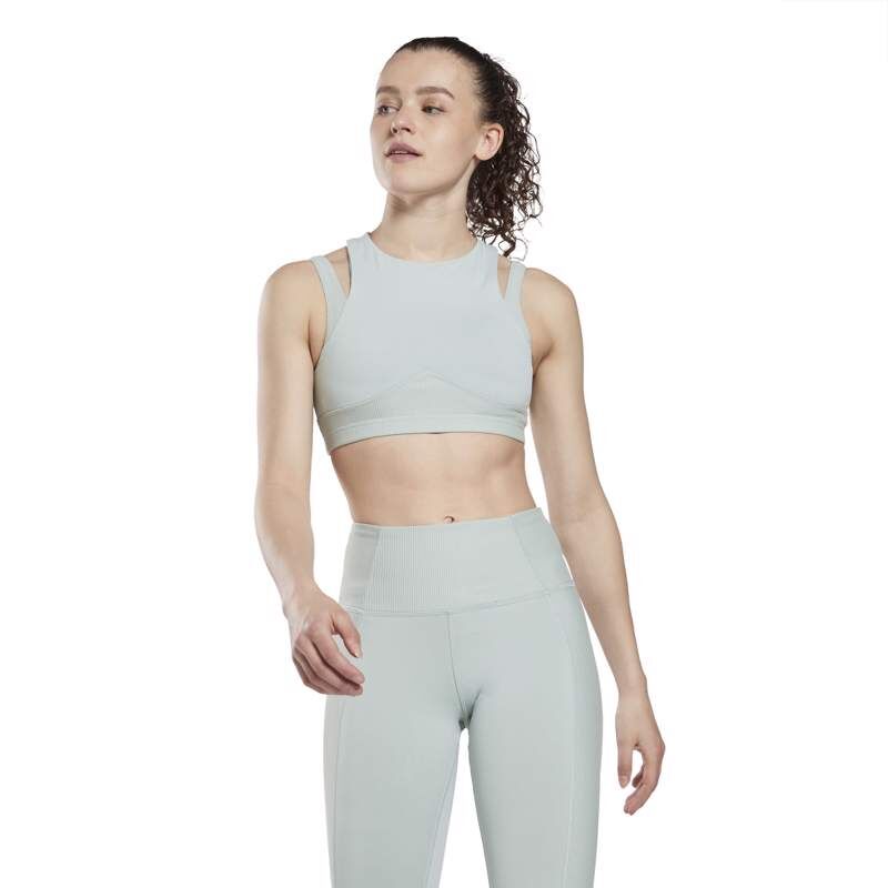 Reebok Studio Layered Bra, Seasyde Gray 